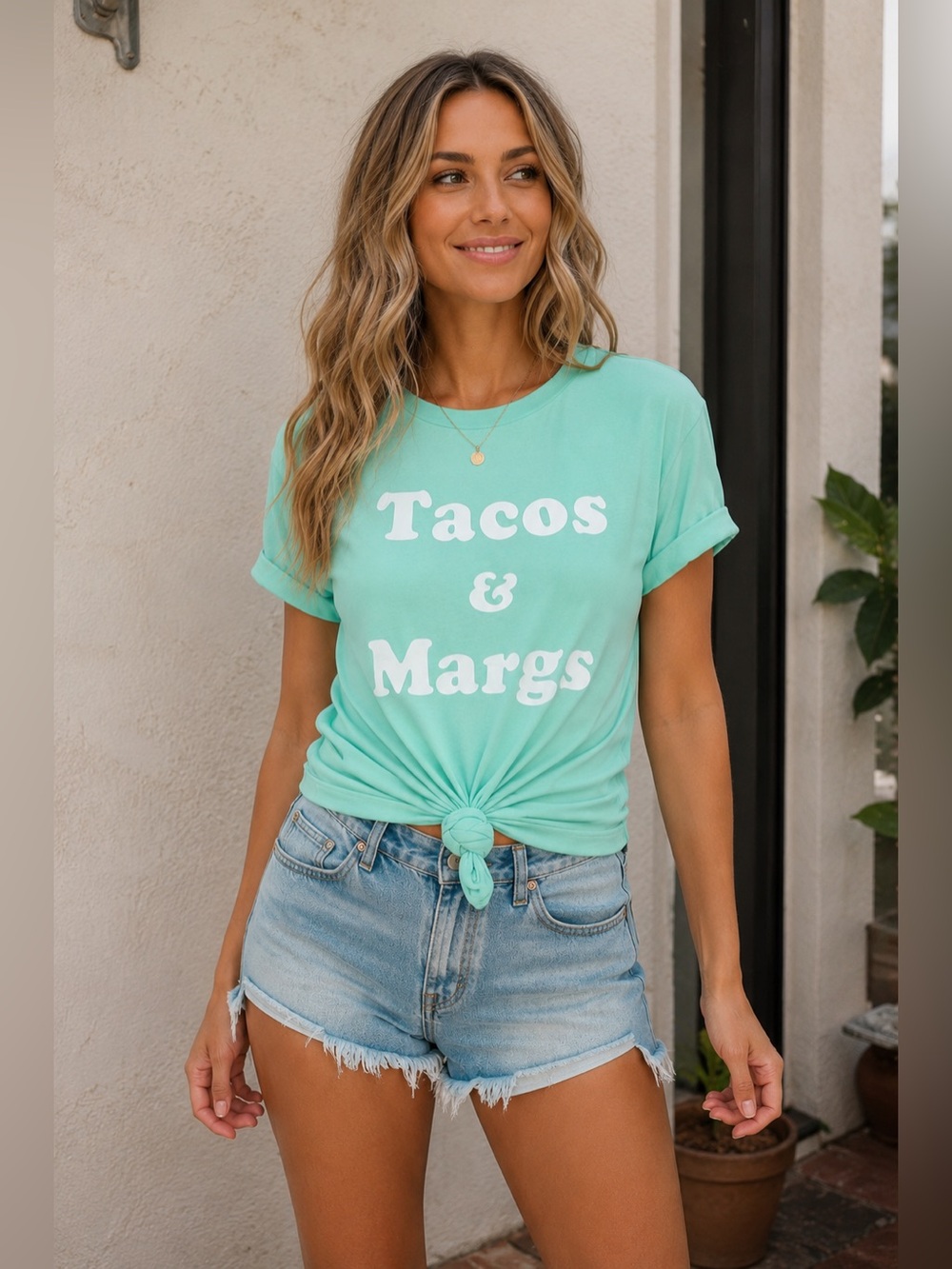 Wildfox Tacos & Margs Graphic Tee | Mint Green | Size Medium